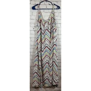 Now Dress Multicolor Chevron Sleeveless Casual Maxi Dress Size 16